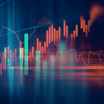 Upward digital trading graphs showing success of targeted digital ad campaign