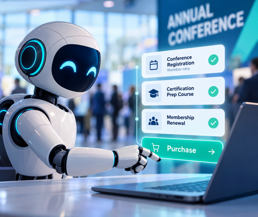 AI agent completing an association event registration and payment
